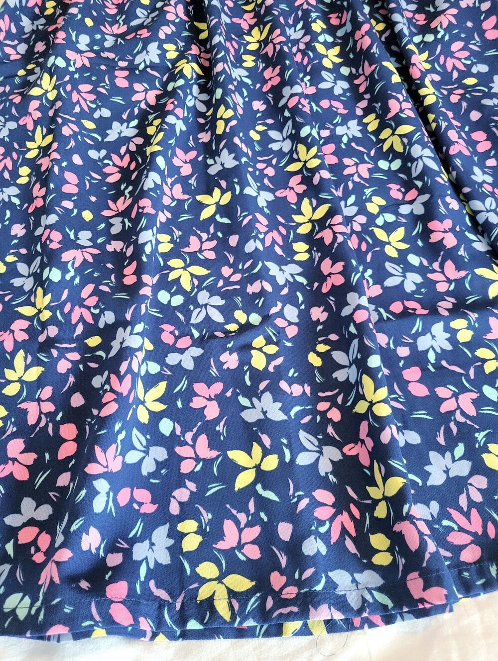 Blair Vintage 90s Patterned A-Line Midi Skirt Navy floral Cottagecore size M - Picture 6 of 7